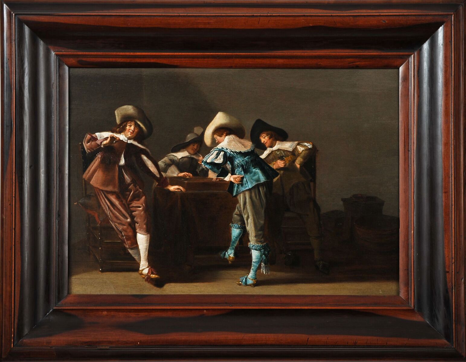 An Elegant Company Playing a Game of Trictrac in an Interior